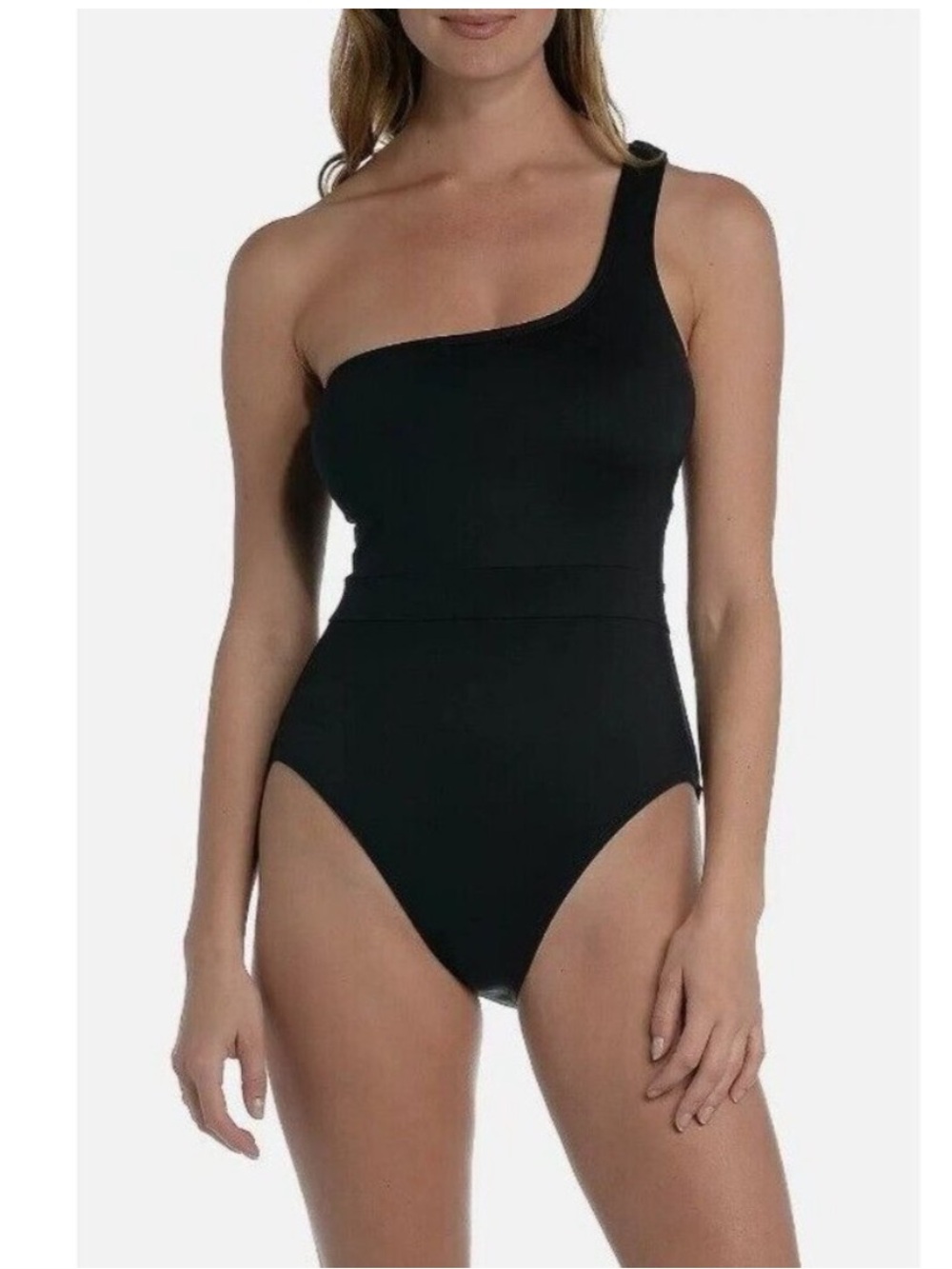 Asymmetrical One-Shoulder Black One-Piece Swimsuit